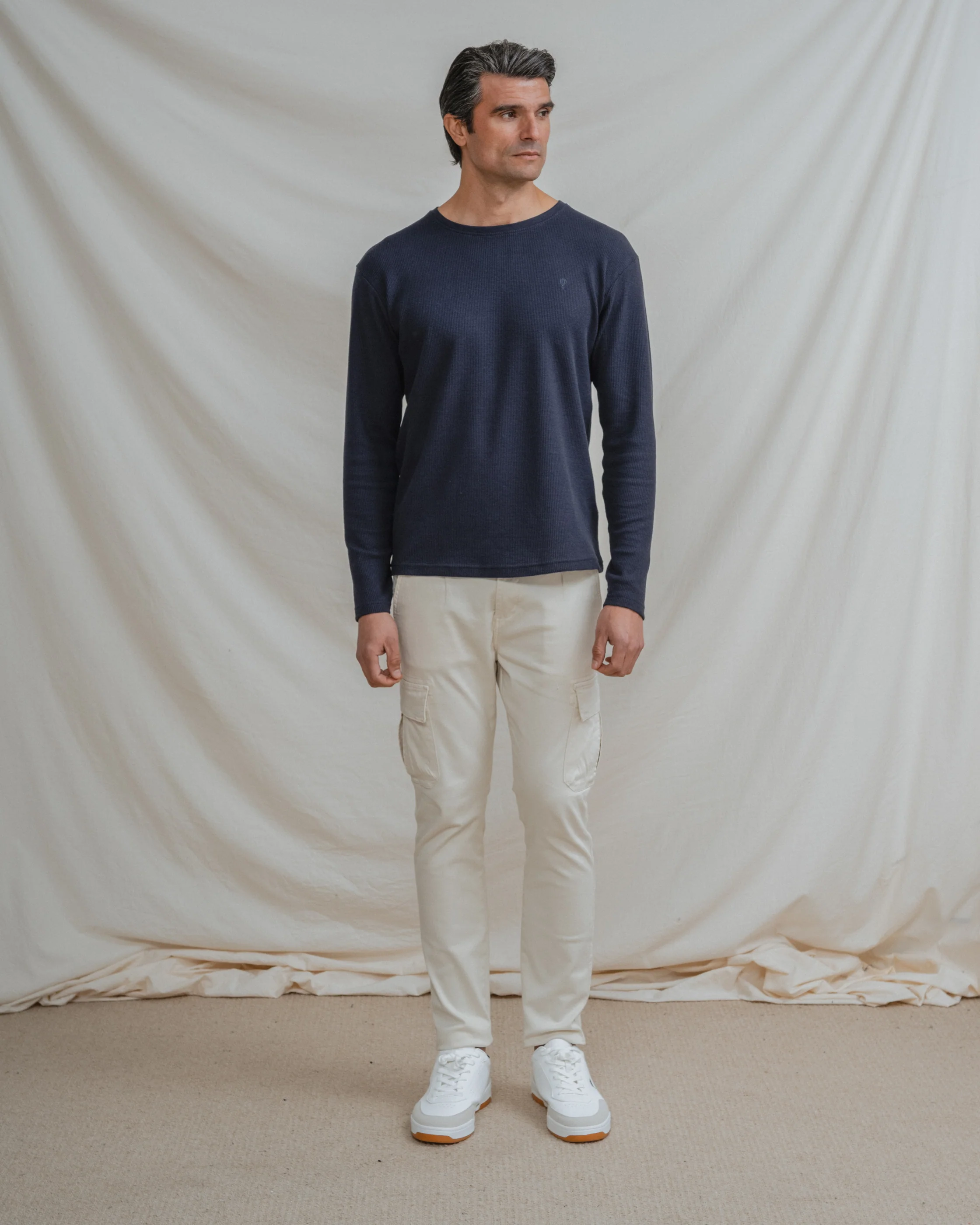 CAMISETA MANGA LARGA CUADRILLÉ AZUL - Image 3