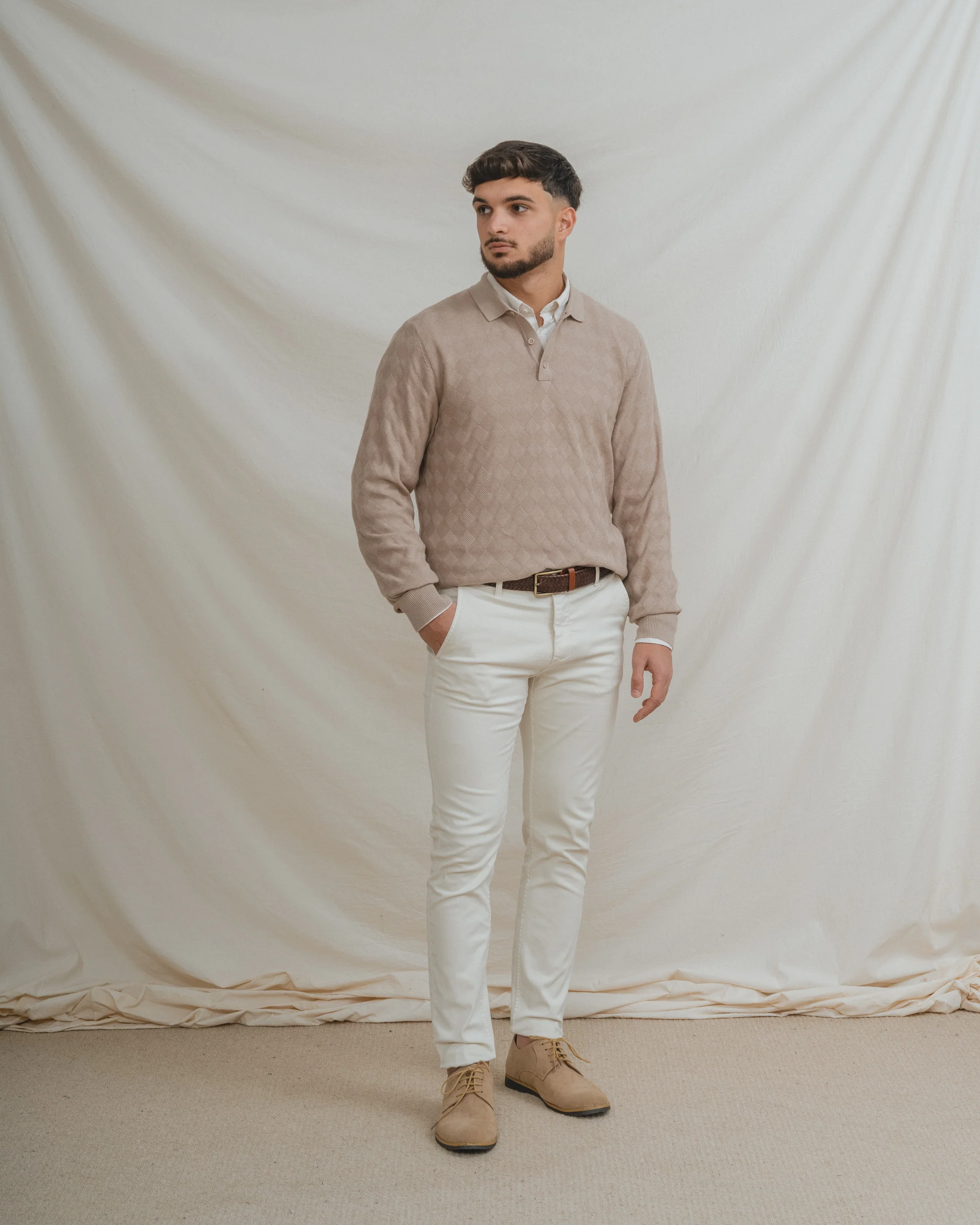 POLO ESTRUCTURA PUNTO BEIGE - Image 3