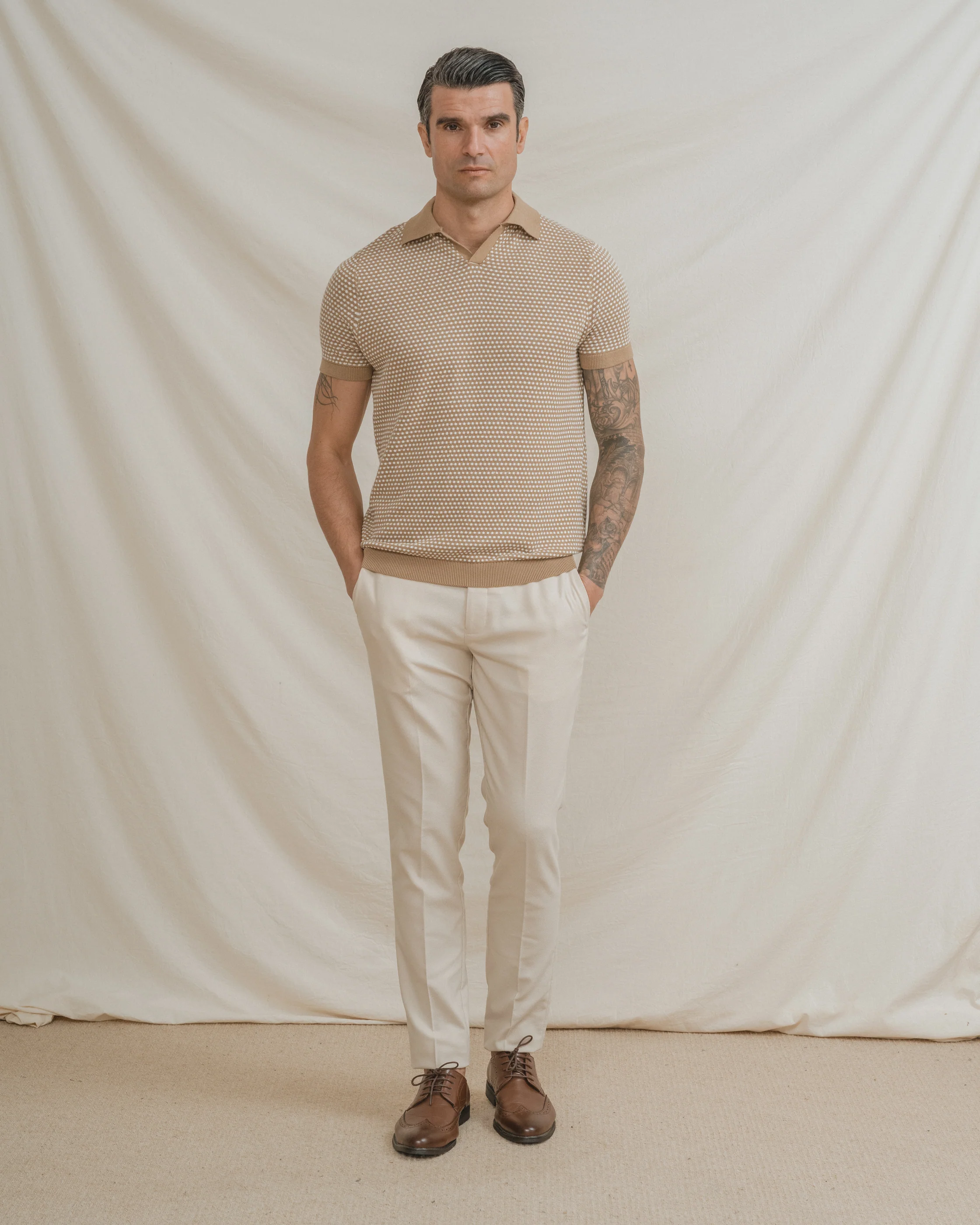 POLO TRICOT TOPOS BEIGE - Image 3