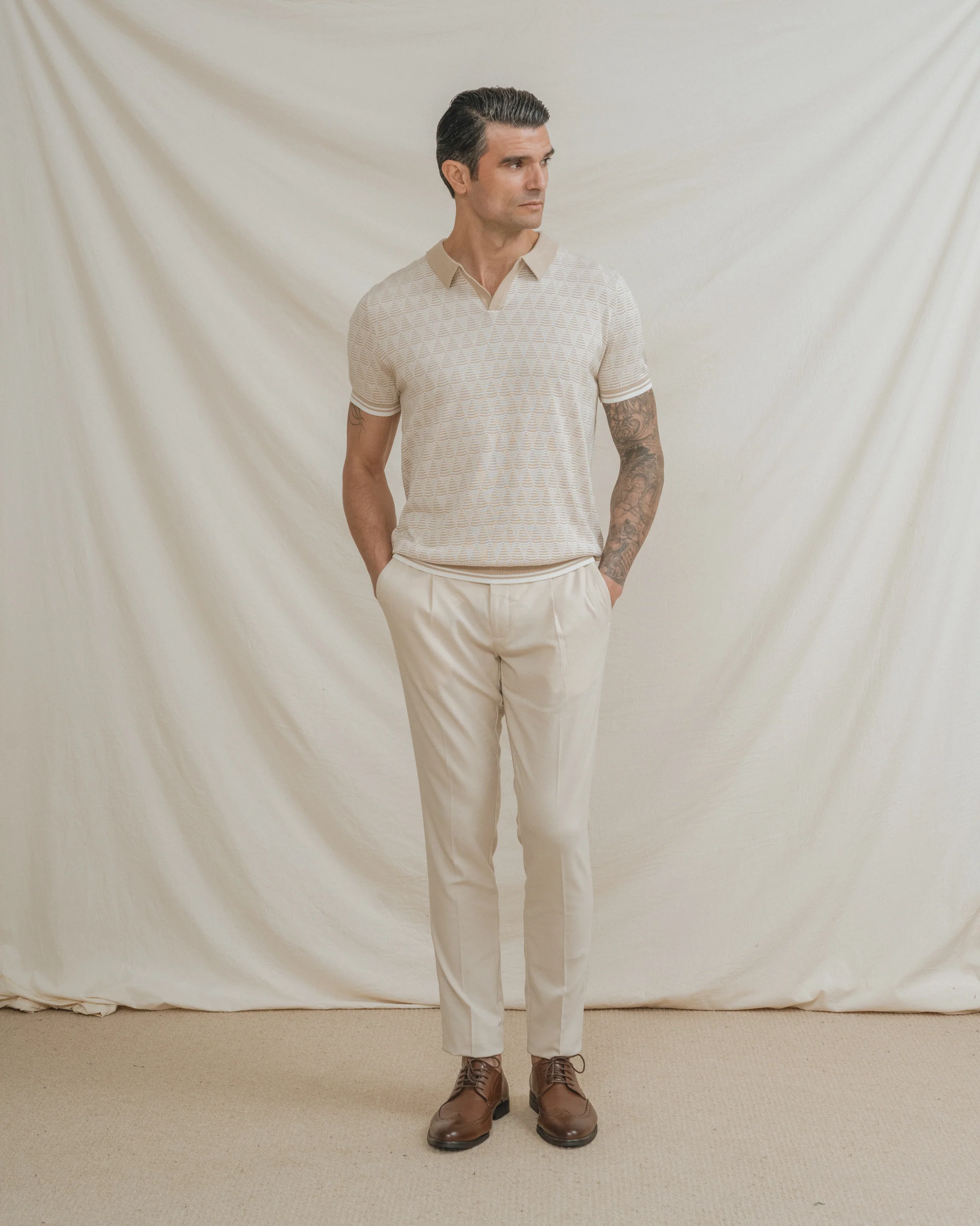 POLO TRICOT ESTRUCTURA BEIGE - Image 4